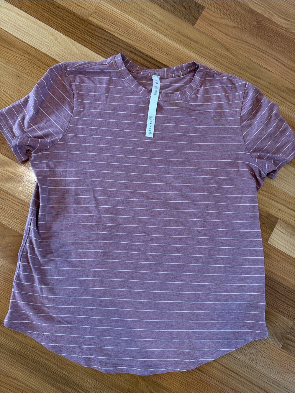 lululemon athletica Striped Crew Tee in Mauve and White